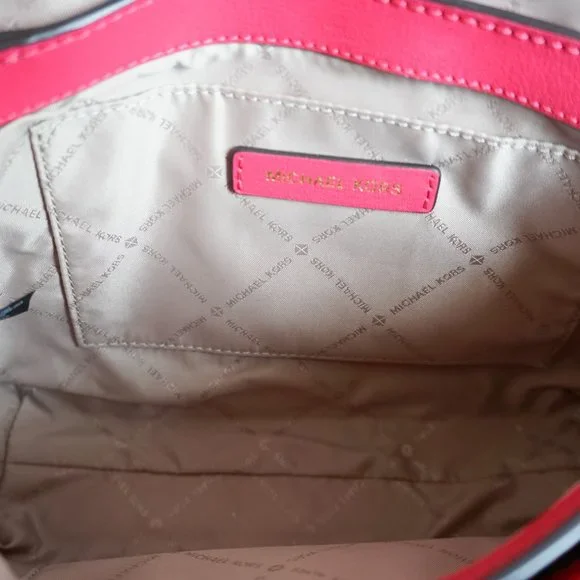 Michael Kors Ellis Medium Flap Messenger Shoulder Leather Bag Electric Pink - Picture 8 of 12